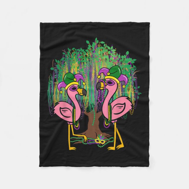 Cobertor De Velo Funny Flamingo Mardi Gras Carnaval Miçanga Tree Je (Frente)