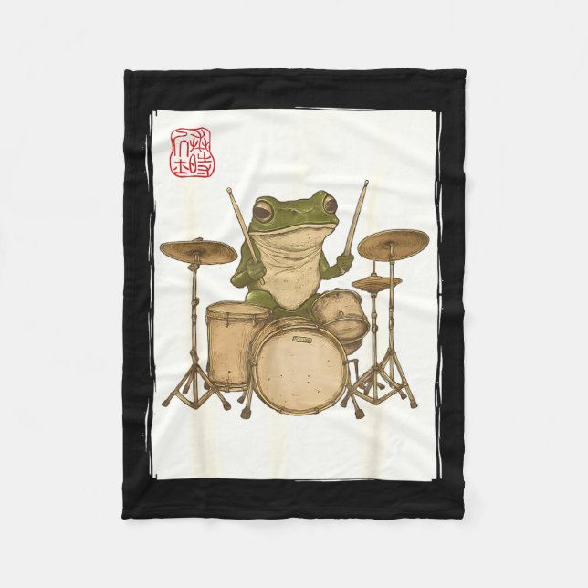 Cobertor De Velo Funny Frog Drum Rock Music Kawaii Japanese  (Frente)