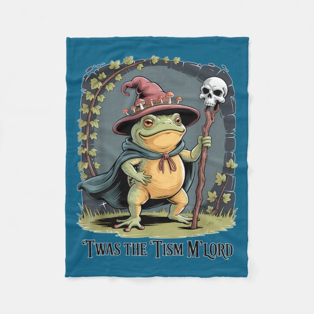 Cobertor De Velo Funny Frog Wizard twas The tism M'lord Fantasy Art (Frente)
