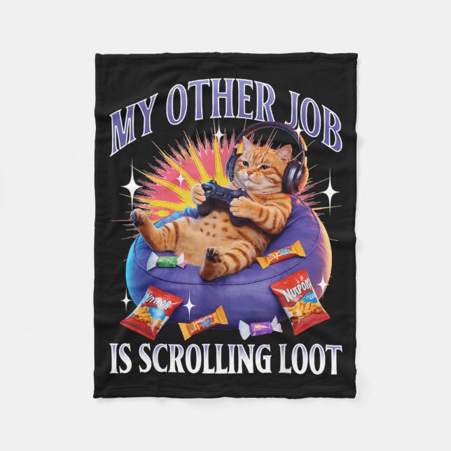 Cobertor De Velo Funny Gaming Gamer Cat  (Frente)