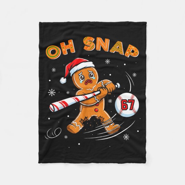 Cobertor De Velo Funny Gingerbread Man Oh Snap 67 Baseball Meme Fun (Frente)