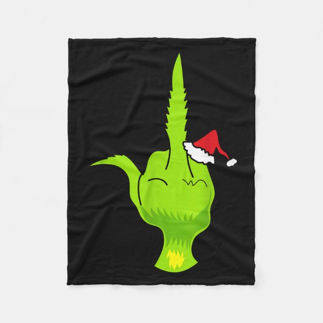 Cobertor De Velo Funny Green Hand Middle Finger Xmas Santa  (Frente)