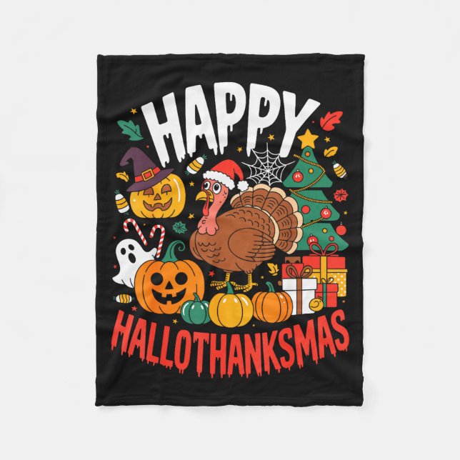 Cobertor De Velo Funny Halloween Thanksgiving Christmas Happy Hallo (Frente)