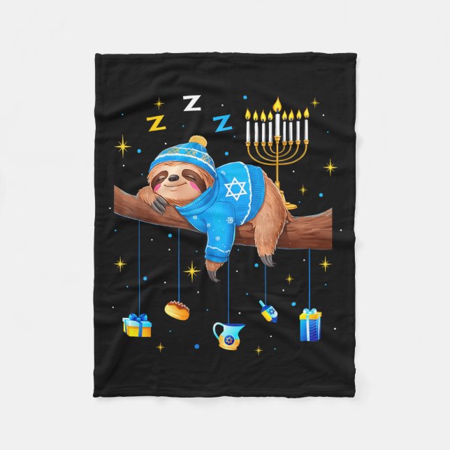 Cobertor De Velo Funny Hanukkah Sloth Jewish Chanukah Sleeng Hanukk (Frente)