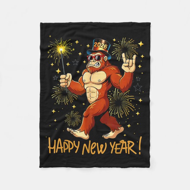 Cobertor De Velo Funny Happy New Year 2026 Bigfoot Lovers New Years (Frente)