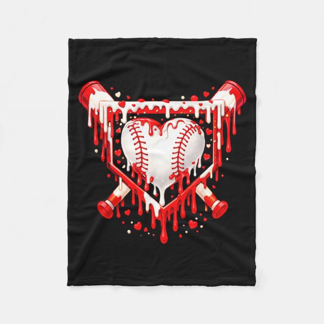 Cobertor De Velo Funny Heart Baseball Drip Ice Cream Valentines Day (Frente)