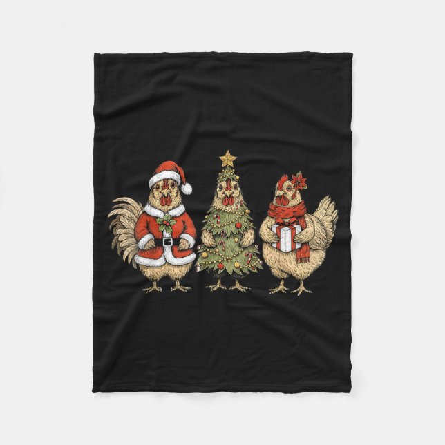 Cobertor De Velo Funny Holiday Hen Christmas Chicken  (Frente)
