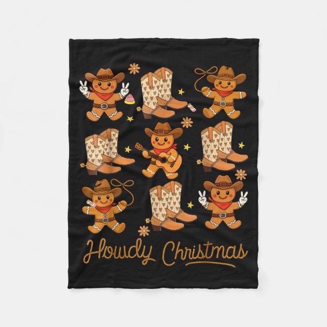 Cobertor De Velo Funny Howdy Christmas Gingerbread Cowboy Rodeo Wes (Frente)