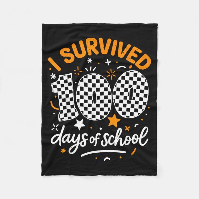 Cobertor De Velo Funny I Survived 100 Days Of School Student Teache (Frente)