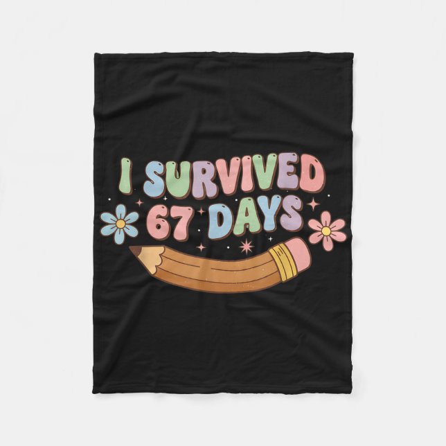 Cobertor De Velo Funny I Survived 67 Days Of School Cat Teachers St (Frente)