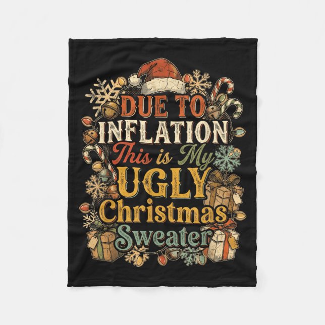 Cobertor De Velo Funny Inflation Ugly Christmas Sweater Retro Vinta (Frente)