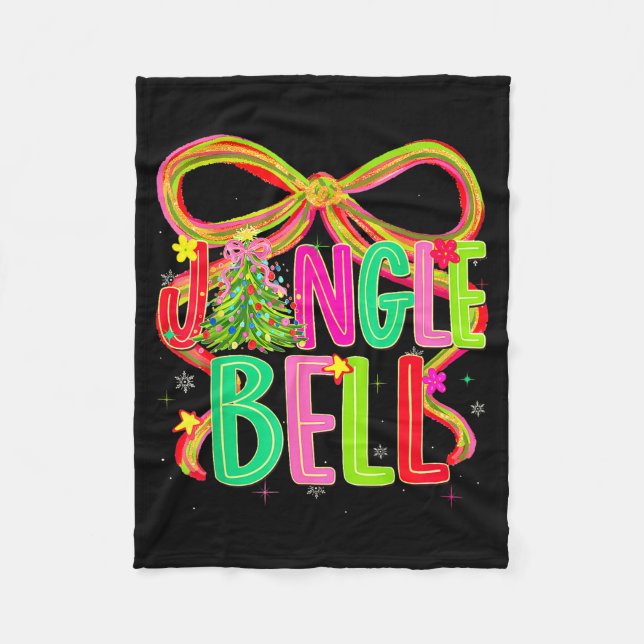 Cobertor De Velo Funny Jingle Bells Coquette Bow Merry Christmas Gi (Frente)