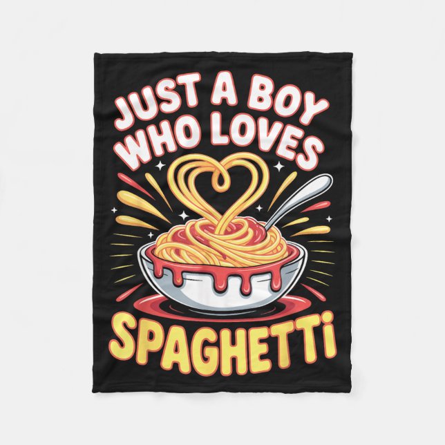 Cobertor De Velo Funny Just A Boy Who Loves Spaghetti  (Frente)