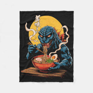 Cobertor De Velo Funny Kaiju Comendo Ramen Monstro Japonês Bi