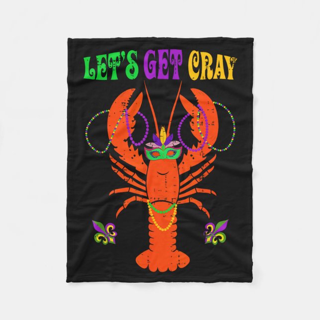 Cobertor De Velo Funny Lets Get Cray Crawfish - New Orleans Funny M (Frente)