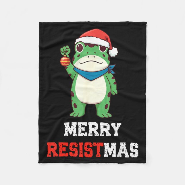 Cobertor De Velo Funny Litical Frog Christmas Merry Resistmas 2025  (Frente)