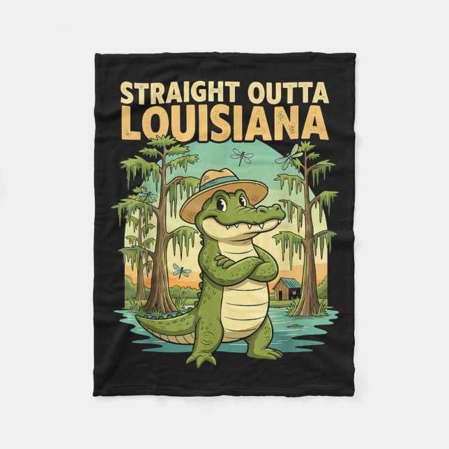 Cobertor De Velo Funny Louisiana Alligator Retro Wildlife Travel Ba (Frente)