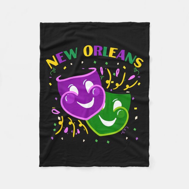 Cobertor De Velo Funny Mardi Gras Mask Louisiana New Orleans Carniv (Frente)