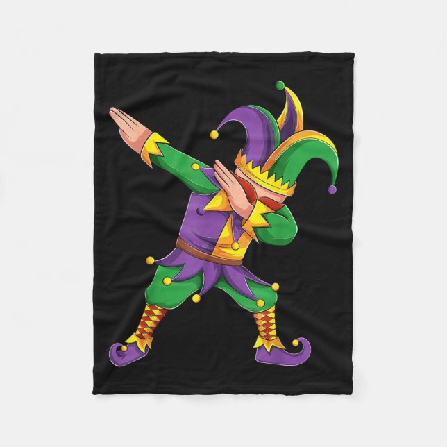 Cobertor De Velo Funny Mardi Gras Outfit Dabbing Jester New Orleans (Frente)