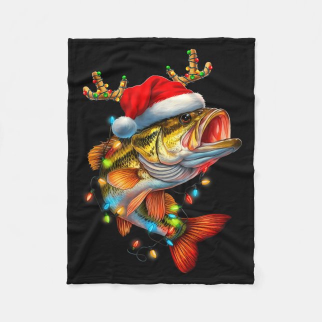Cobertor De Velo Funny Merry Fishmas B Fish Fishing Christmas Xmas  (Frente)