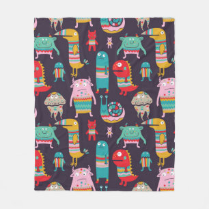 Cobertor De Velo Funny monsters seamless pattern