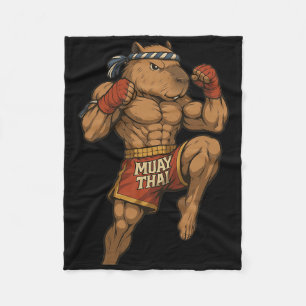 Cobertor De Velo Funny Muay Thai Capybara Thai Boxando Artes Marcia