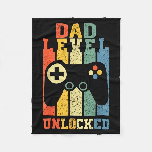 Cobertor De Velo Funny New Dad Shirt Dad Level Unlocked Day Tee Shi (Frente)