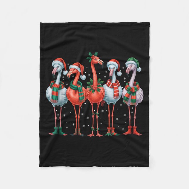 Cobertor De Velo Funny Nk Flamingos Merry Christmas Tree Xmas Snowf (Frente)