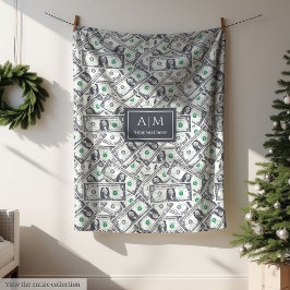 Cobertor De Velo Funny One Dollar Pattern Custom Name Blanket