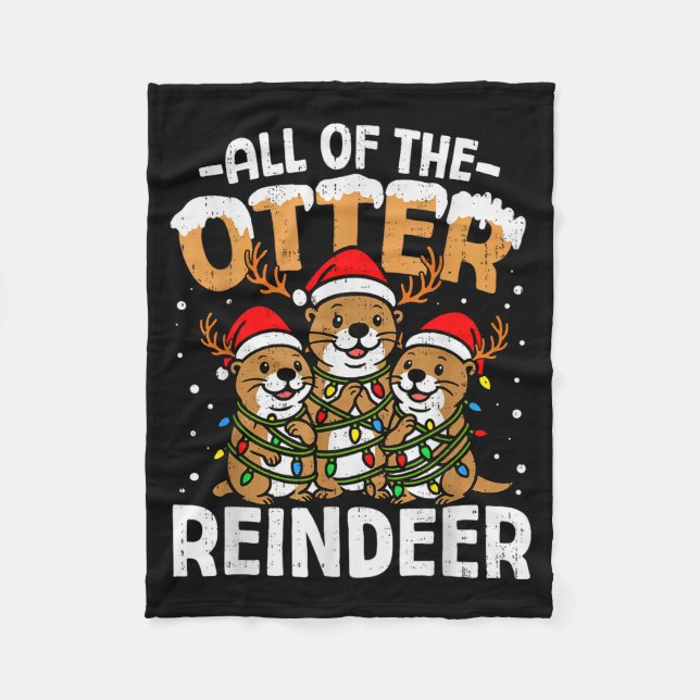 Cobertor De Velo Funny Otter Reindeer Santa Christmas Animal Pun Xm (Frente)