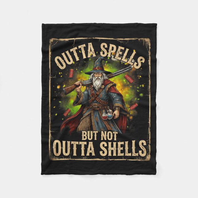 Cobertor De Velo Funny Outta Spells But Not Outta Shells Wizard (Frente)