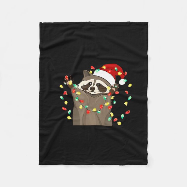 Cobertor De Velo Funny Overstimulated But Festive Raccoon Christmas (Frente)