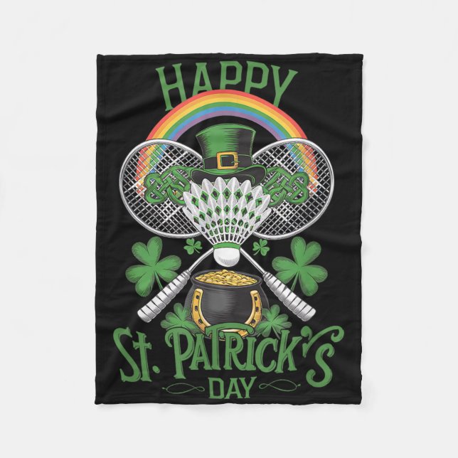 Cobertor De Velo Funny Patricks Day Badminton Costume Four-leaf Clo (Frente)