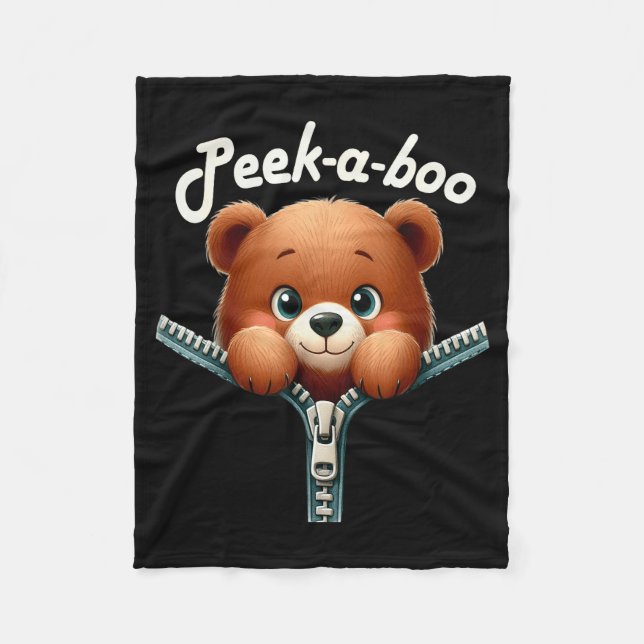 Cobertor De Velo Funny - Peek-a-boo - Bear  (Frente)