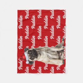 Cobertor De Velo Funny Pug Dog with Name Pattern Christmas