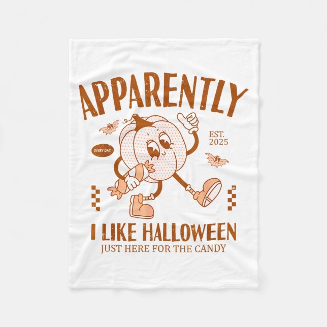 Cobertor De Velo Funny Pumpkin Apparently, I Like Halloween  (Frente)