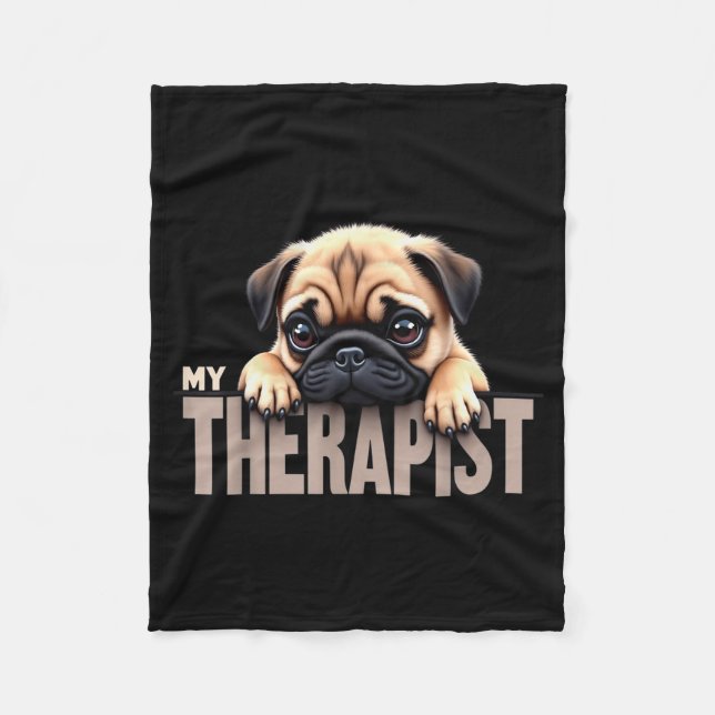 Cobertor De Velo Funny Puppy My Therast Pug Dog  (Frente)