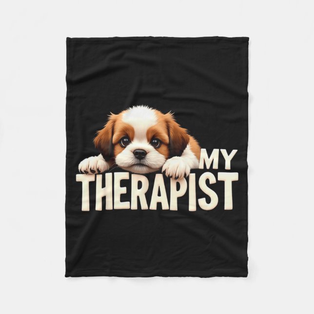 Cobertor De Velo Funny Puppy My Therast Shih Tzu Dog  (Frente)