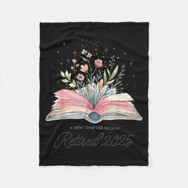 Cobertor De Velo Funny Quote New Chapter Begins Retired 2025 Floral (Frente)