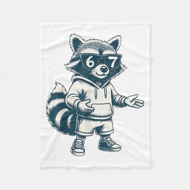 Cobertor De Velo Funny Raccoon 67 Meme Six Seven  (Frente)