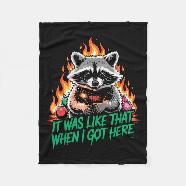 Cobertor De Velo Funny Raccoon Christmas Trash Panda Xmas  (Frente)