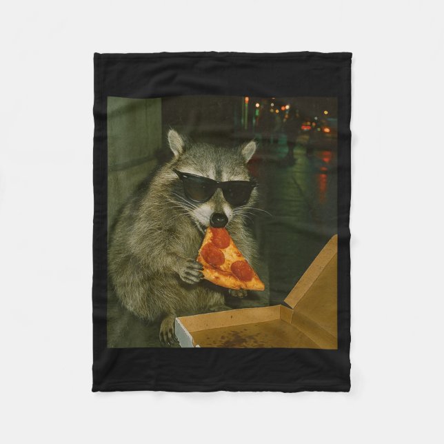 Cobertor De Velo Funny Raccoon Eating Zza Animal Meme  (Frente)