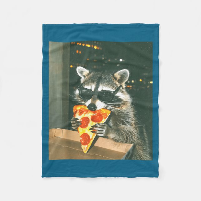 Cobertor De Velo Funny Raccoon Eating Zza Animal Meme Men Women Kid (Frente)