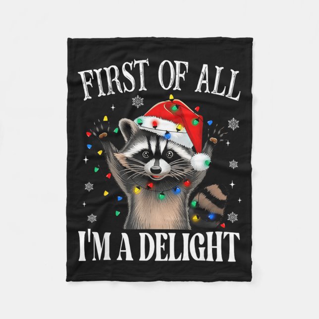 Cobertor De Velo Funny Raccoon First Of All I'm A Delight Merry Chr (Frente)