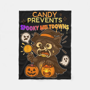Cobertor De Velo Funny Raccoon Halloween Candy Meldown Para Criança