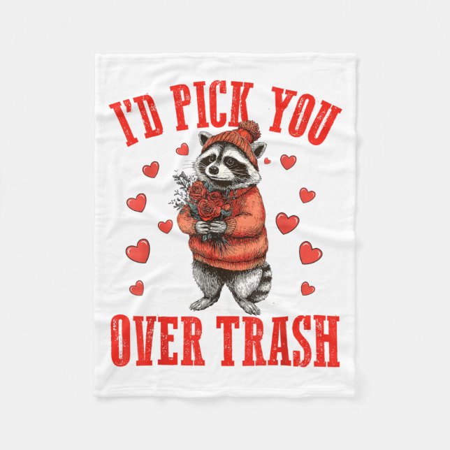 Cobertor De Velo Funny Raccoon I’d Ck You Over Trash Valentines Day (Frente)