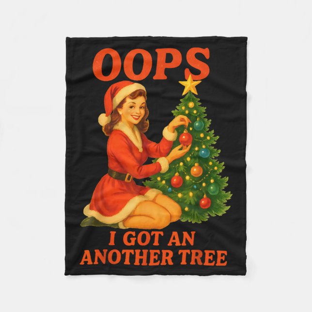 Cobertor De Velo Funny Retro Christmas Oops I Got Another Tree  (Frente)
