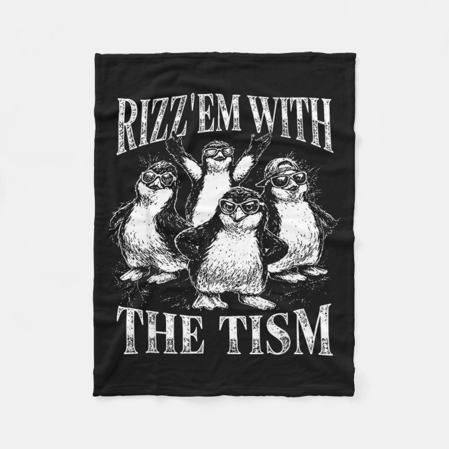 Cobertor De Velo Funny rizz em with the tism retro penguin meme  (Frente)