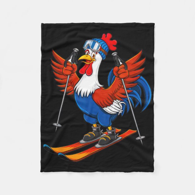 Cobertor De Velo Funny Rooster Skiing Adventure Cartoon  (Frente)