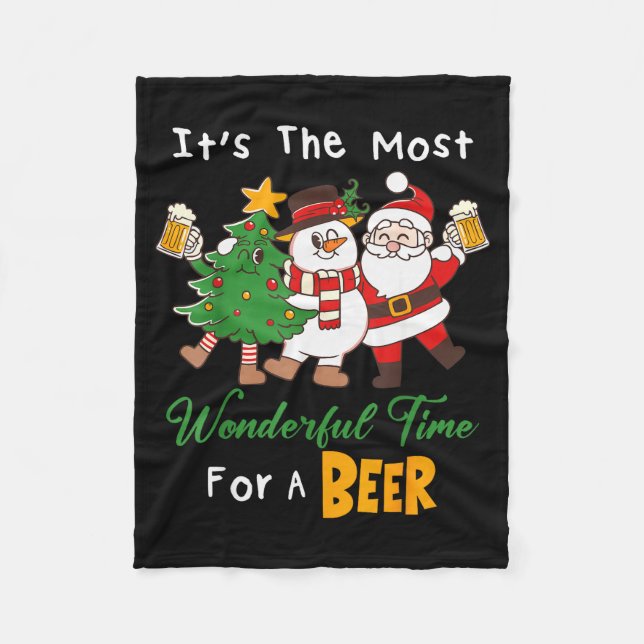Cobertor De Velo Funny Santa Beer Christmas Drinking Most Wonderful (Frente)